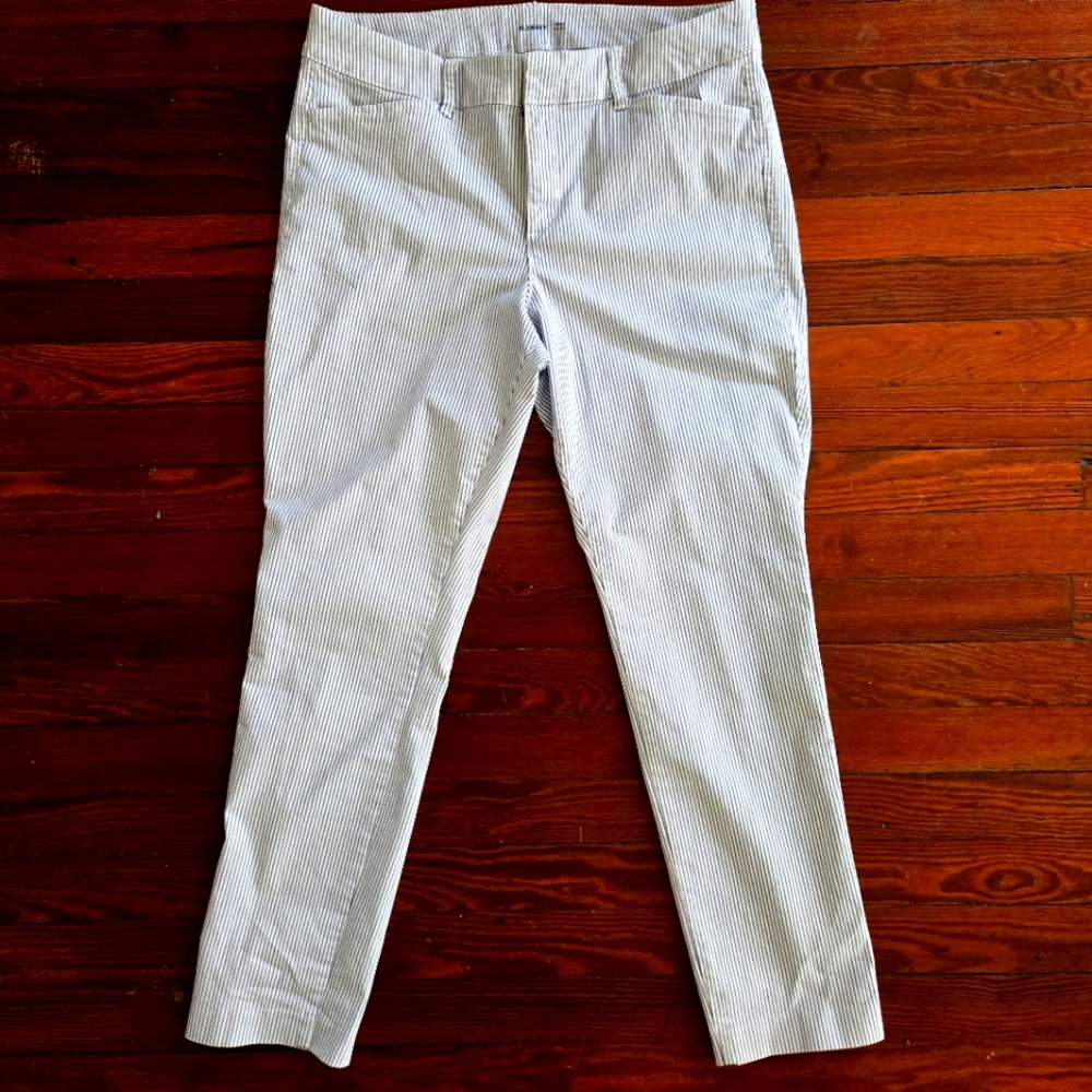 Banana Republic Neutral Stripe Linen Trousers